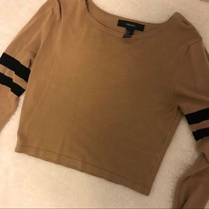 Forever 21 tan long sleeve crop top